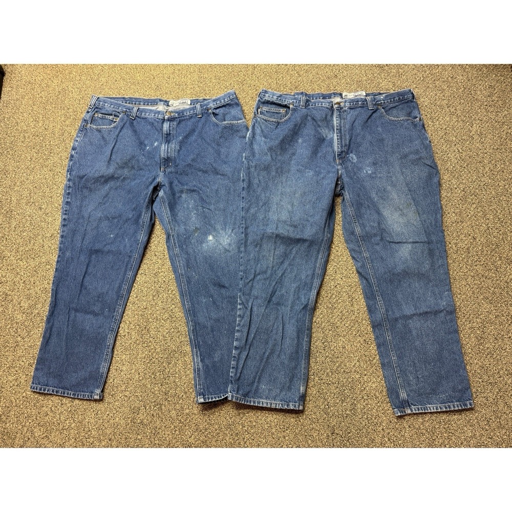 Lot Of 2 Carhartt Denim Jeans Men's Size 46x30 Relaxed Fit Cotton Workwear